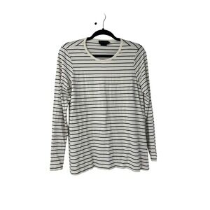 Hatch Womens Striped Organic Cotton Long Sleeve Maternity Tee Ivory Black Size 1